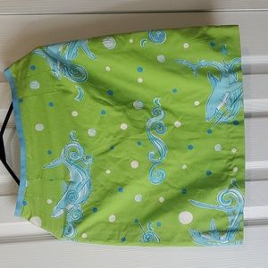 Lilly Pulitzer Mini Skirt / Green and Blue "sharks" size 6